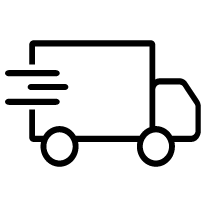 Schwarzes Lieferwagen-Icon auf transparentem Hintergrund, als Zeichen für schnellen Versand oder Lieferung.