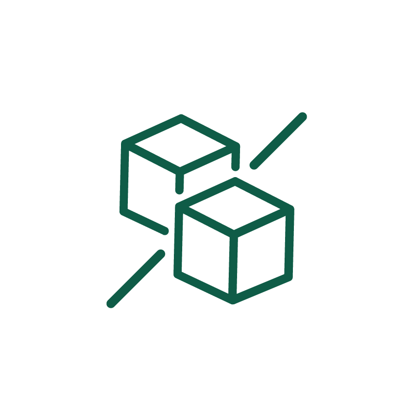 Grünes Symbol mit zwei durchgestrichenen Zuckerstückchen, das darauf hinweist, dass das Produkt keinen zugesetzten Zucker enthält.