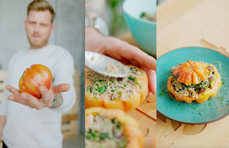 Vegane gefüllte Tomaten mit Quinoa und Spinat