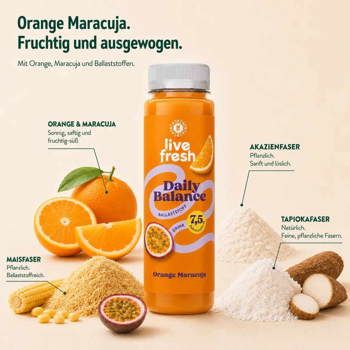 Daily Balance Ballaststoffdrink – Orange Maracuja